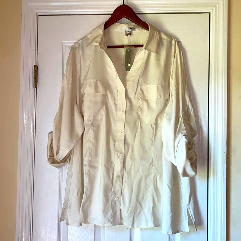 WD NY cream button up blouse 3X